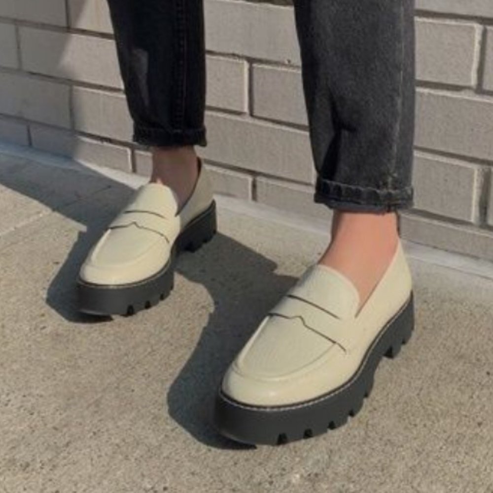 FRANCO SARTO Balin Lug Sole Loafers In Putty